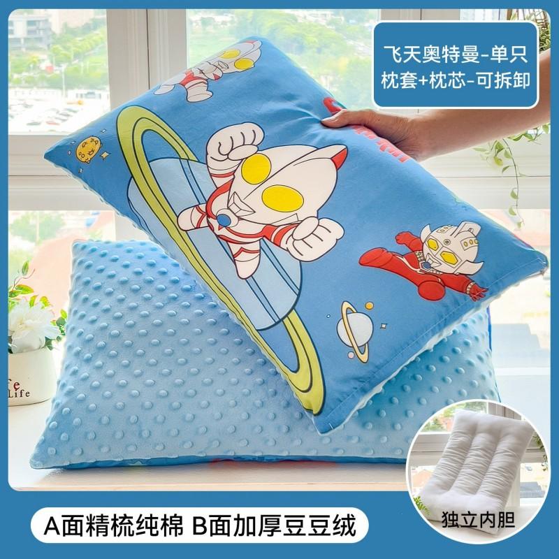 Cotton Kids Cartoon Pillow With Removable Cover 30x50cm Or 40x60cm Toddlers 3 Years Soft Memory Foam Filled