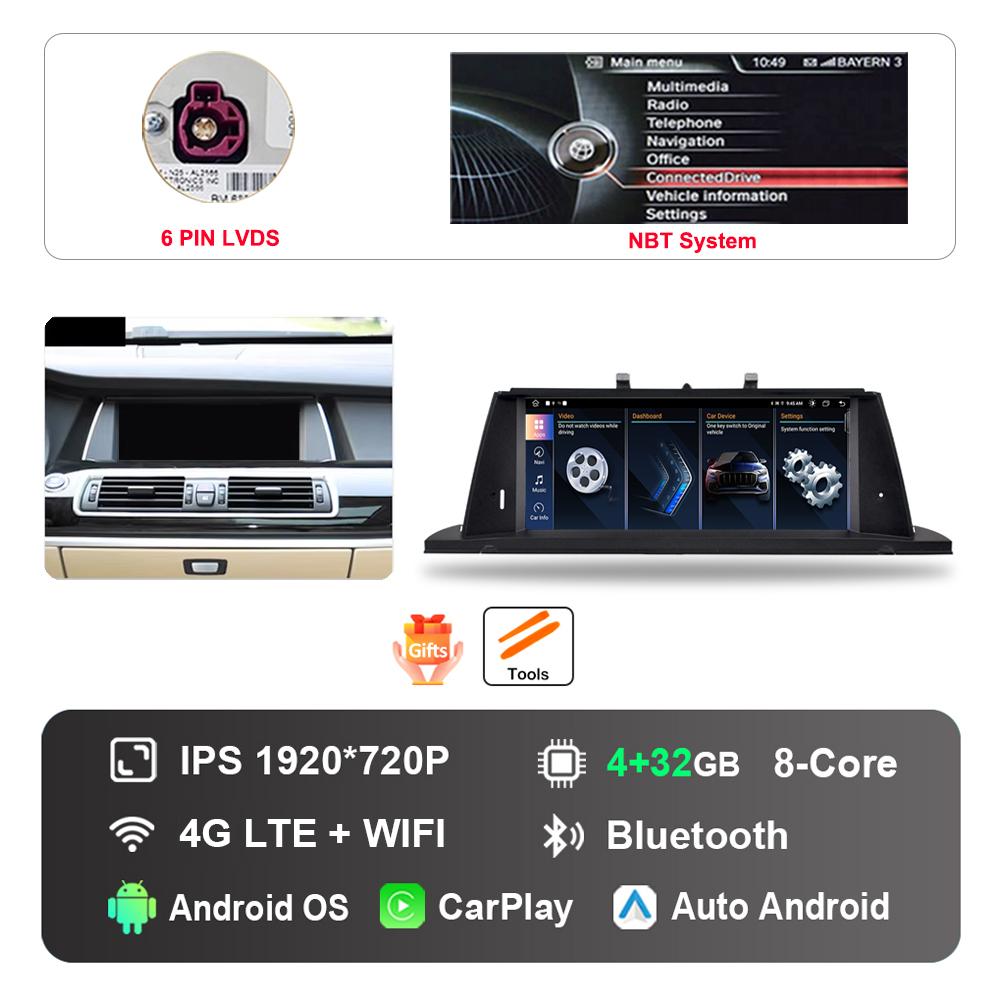 10.25 inch for BMW 5 Series F07 GT 2011 - 2017 CIC NBT System DSP Stereo GPS HD Touch Screen Android Car Radio Multimedia Player