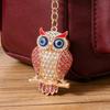 Keychain Pendant 3D Cartoon Owl Design Sparkling Rhinestones Inlaid Enamel Wings Key Chain with Lobster Clasp Key Ring Bags Accessories