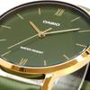 Мужские кварцевые часы CASIO MTP-VT01GL-3B Золотой Зеленый Кожаный Ремешок Зарубежная Модель