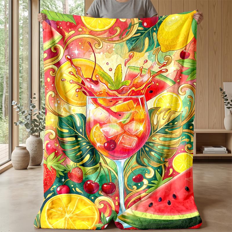 Fruit Salad Party Theme blanket Lightweight Warm Flannel Blanket Decorative Throw Blanket for Home Decoration