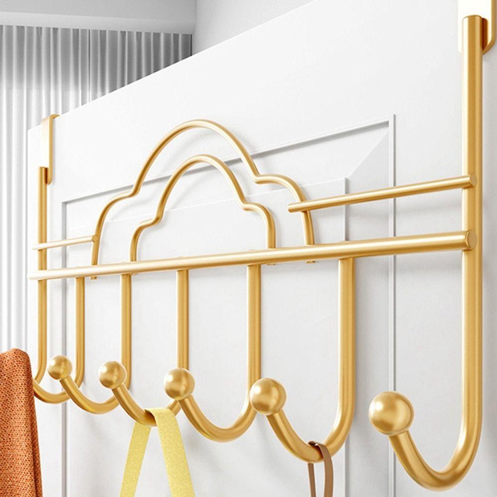 Iron Hat Coat Hooks Nail-Free Clothes Storage Rack Convenient 7-Hook Over Door Hanger  Home