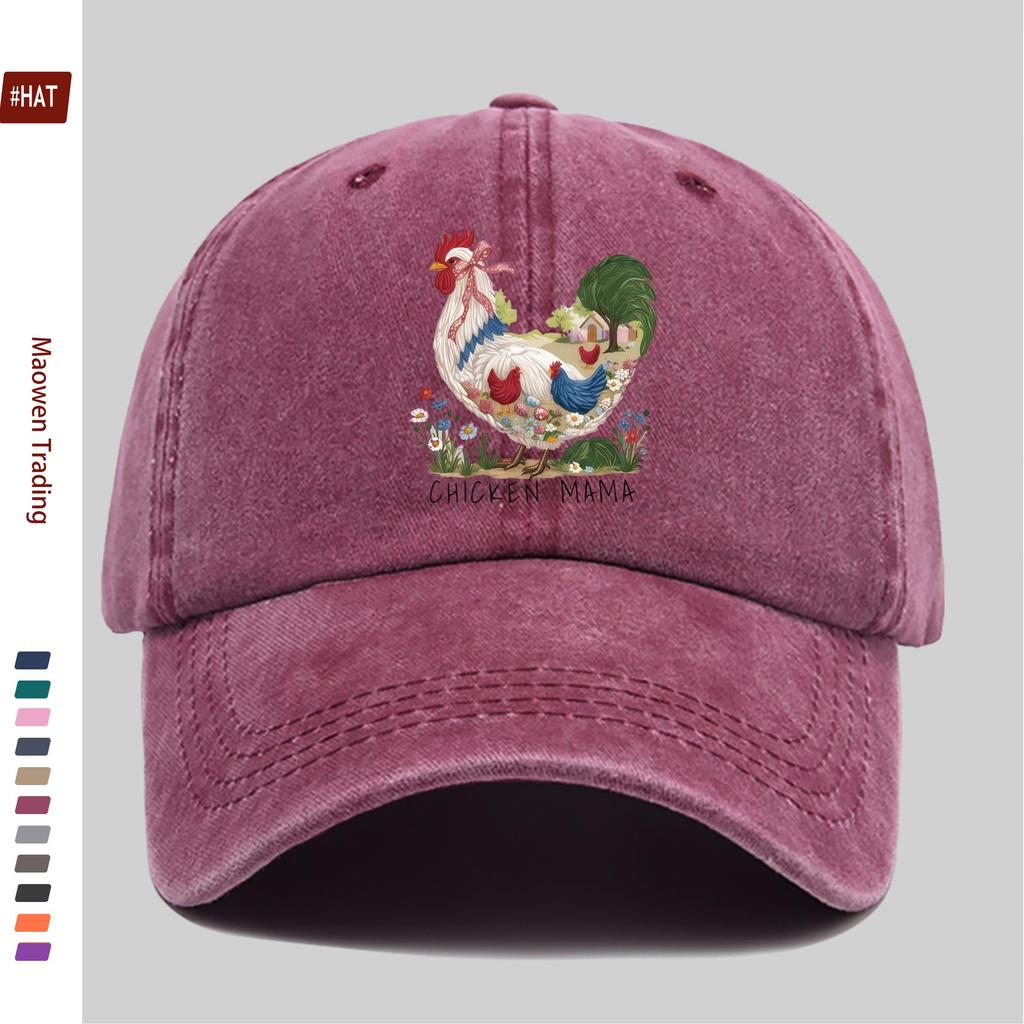 pc Chicken and Floral Print Baseball Cap Casual Design Sun Hat Party Decoration Hat Multiple Colors Available Home Leisure