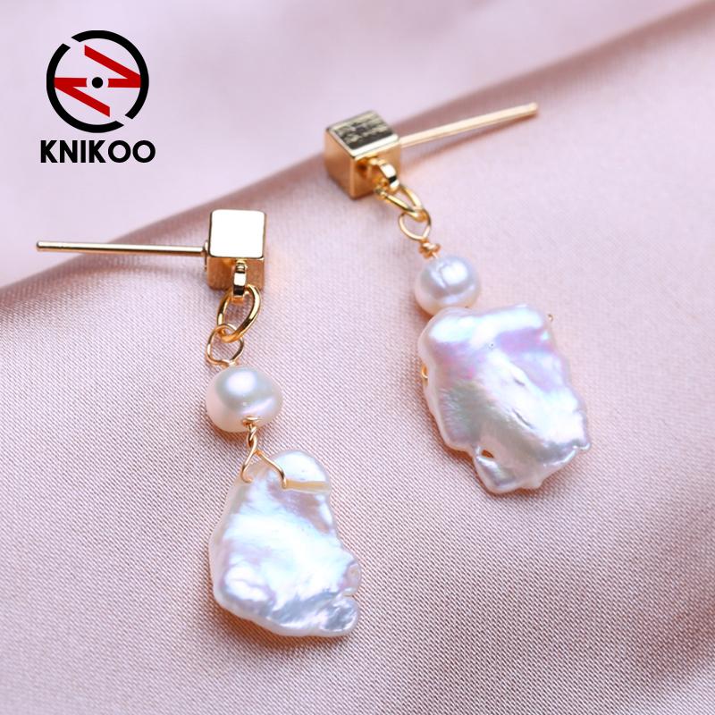 KNIKOO Серьги-капли для женщин, модные серьги с натуральным пресноводным жемчугом, ювелирные изделия для подарков на свадьбу