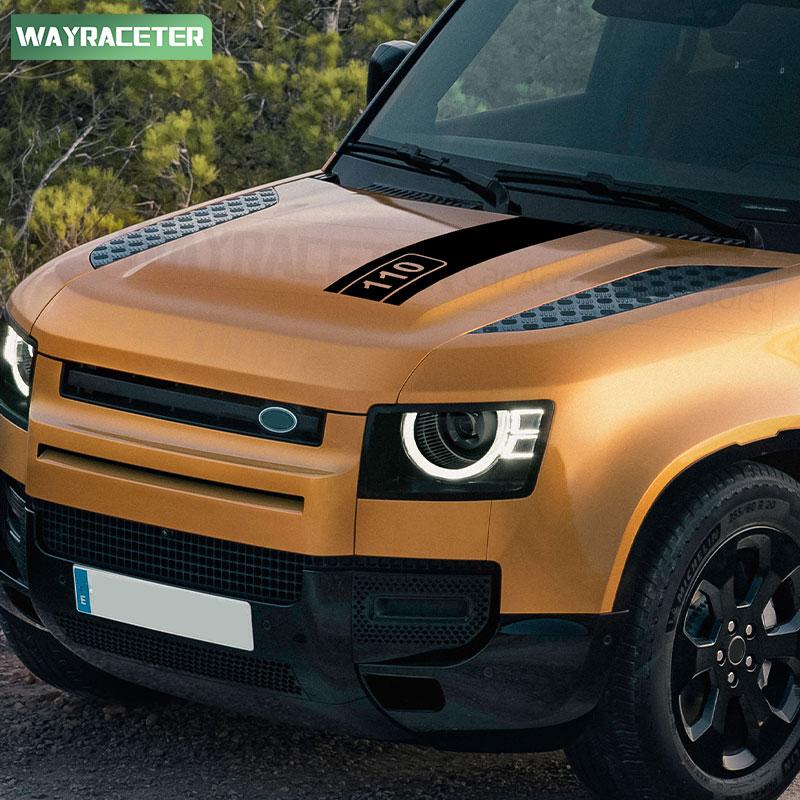 Виниловая наклейка-полосы на капот из углеродного волокна для Land Rover Defender 110 2026 2025 L663 2024 2023 2022 2021