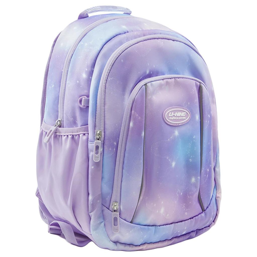 Li Ning Fashion Casual Trendy Reflective Polyester Backpack Kids Backpack Light-Lilac YBSU083-4
