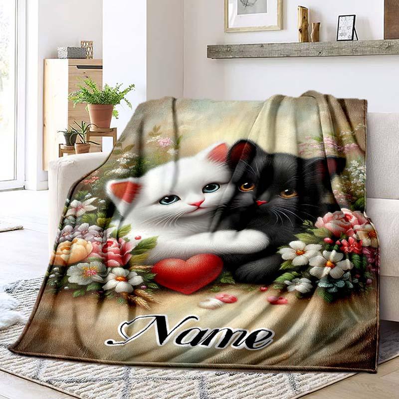 Dancing Cat Customize Your Name Blanket Used For Chair Office Sofa Bed Camping Soft And Warm Giving Friends And Relatives Birthday Graduation Gift