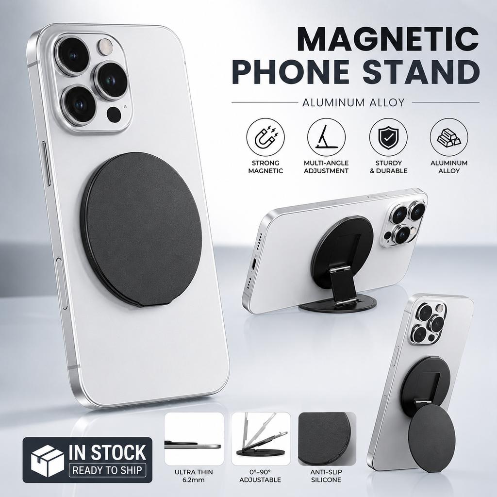 Portable Magnetic Phone Grip Stand Foldable Metal Kickstand Ring Holder in Stock OEM