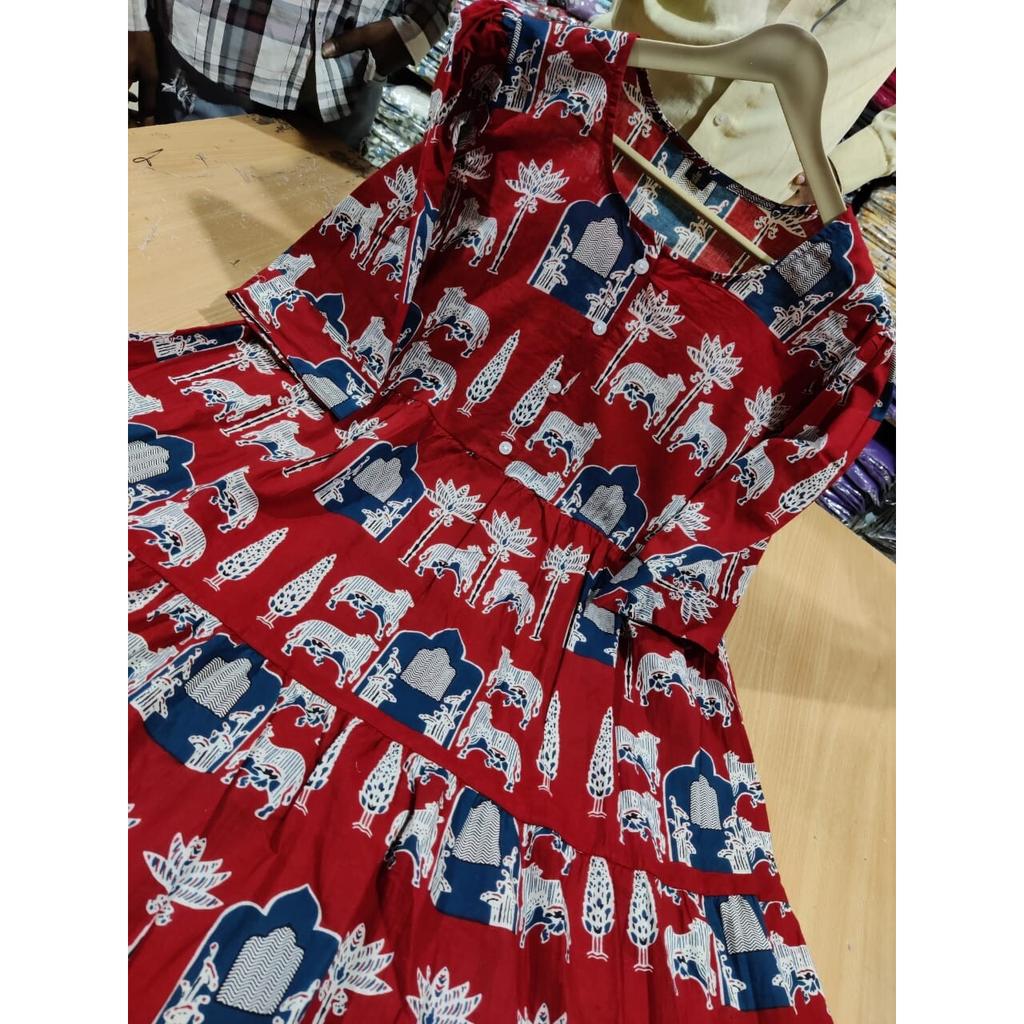 Индийское дизайнерское хлопковое платье-курта Анаркали Индийская праздничная одежда Топ Туника Курти VSO-1741 c