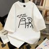 Japanese Style Quirky Cartoon Graffiti Print Unisexs And Unisexs Short Sleeved New Personalized Fashion Loose Casual Tshirt