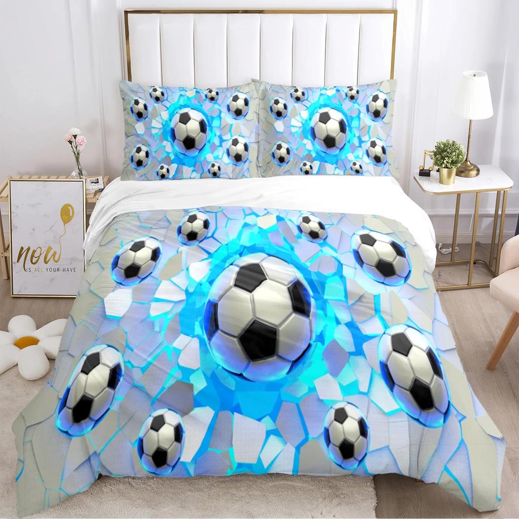 Мягкий комплект постельного белья с пододеяльником Футбол Мягкий теплый одеяло Комплекты постельного белья плюс наволочки для Teens, Односпальный/Двуспальный/Квин/Кинг Удобный пододеяльник Наволочка