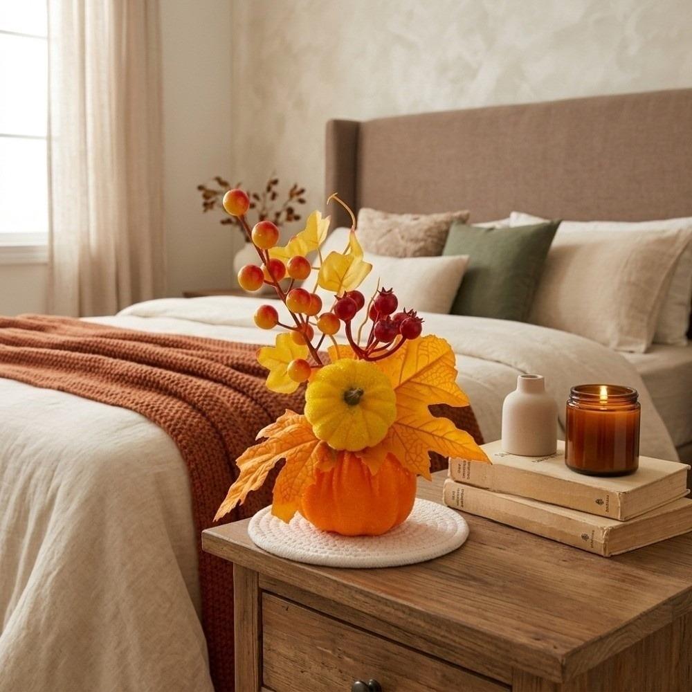 DIY Artificial Pumpkin Flower Bonsai Style Autumn Harvest Decoration  Office Desktop