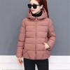 Women Short Hooded Cotton Jacket Parka Coats Autumn Winter Windproof Warm Outwear Solid Color Padded  Cotton Jacket
