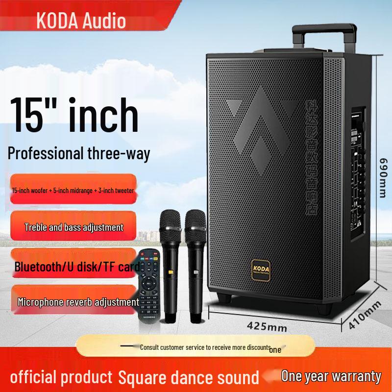 Keda Portable Bluetooth Speaker with Pull-Rod and Shocking Bass for Outdoor Square Dance and Karaoke
