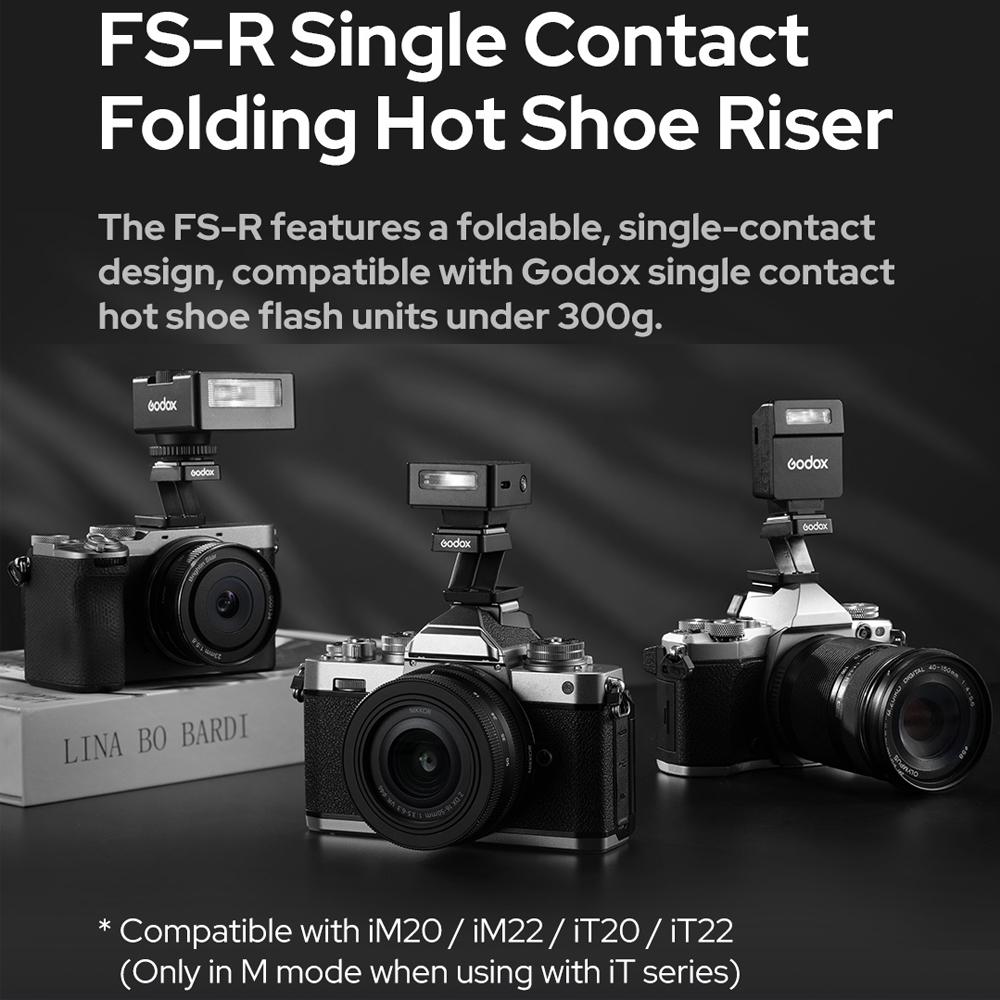 Godox TR Hot Shoe Riser for IT30Pro IT20 IT22 IM20 IM30 Flash, Godox FS-R Foldable Hot Shoe Riser for IM20 IM30 IM22 IA32 Flash