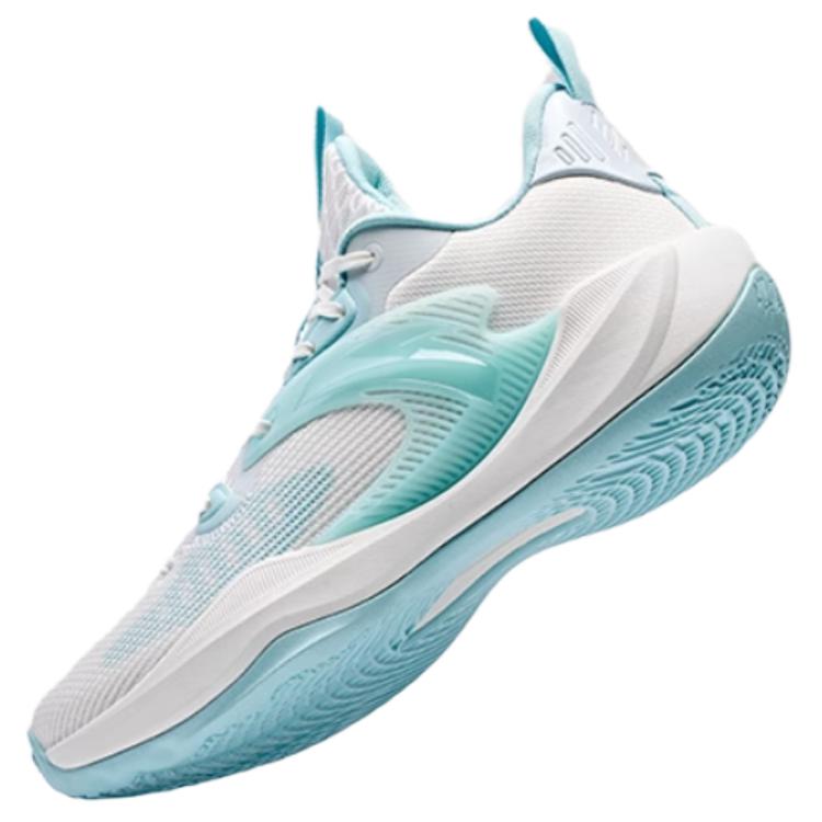 Anta Light Cavalry 9 Shock Absorbing Non-Slip Wear-Resistant Low-Top Basketball Shoes Men Sneakers White Gray Blue 112421610-1