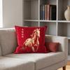 Чехол для подушки на китайский Новый год Год Лошади Красный Чехол для декоративной подушки Лошадь по китайскому зодиаку Декоративная наволочка для дивана, кровати, офиса, автомобиля
