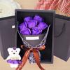 Ribbon Bow 7 Rose Soap Bouquet With Bear Doll Simulated Rose Bundle Valentine's Day