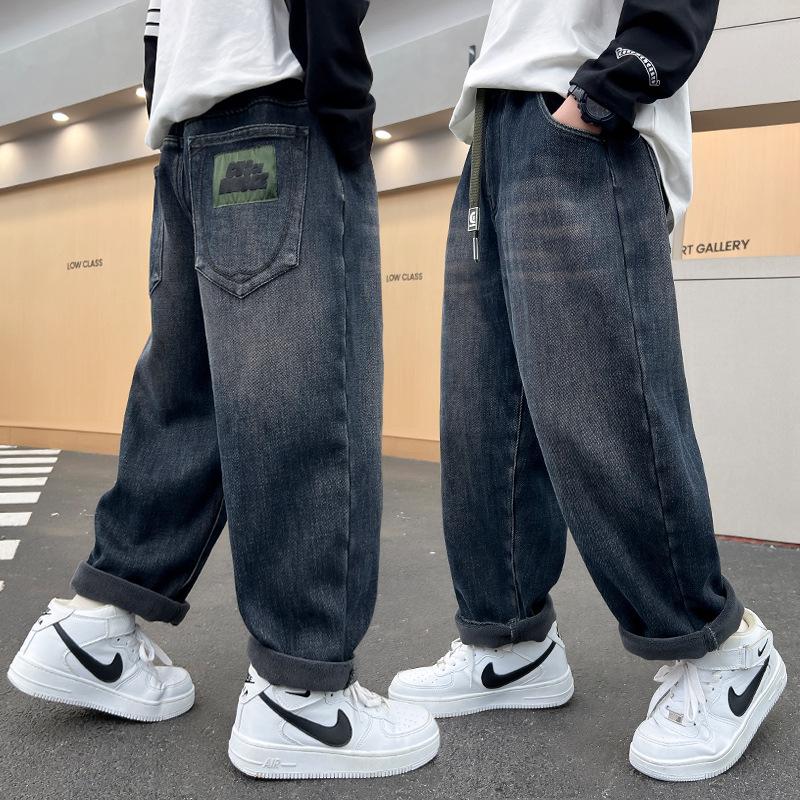 Джинсы для мальчиков на флисовой подкладке - Тренд Весна/Осень 2025: Повседневные длинные брюки для детей