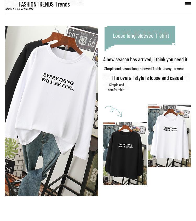 Женская свободная футболка с длинными рукавами из чистого хлопка — новинка сезона весна/осень 2024 г., утягивающий дизайн, закрывающий живот