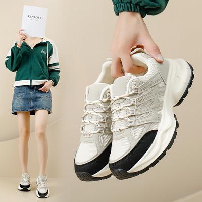 Женские сетчатые дышащие массивные кроссовки, противоскользящие прогулочные туфли, повседневные легкие кроссовки для бега на шнуровке, модные теннисные спортивные туфли для женщин