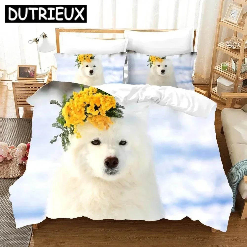 Luxury New 3D Print Samoyed Comfortable Duvet Quilt Cover Pillowcase Bedding Set Children Bedroom Decoration Home Textile