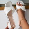 2025 Лето Новая мода Открытый носок Однотонные простые поверхности Универсальные конфетного цвета Большие тапочки на квадратном каблуке Туфли женские