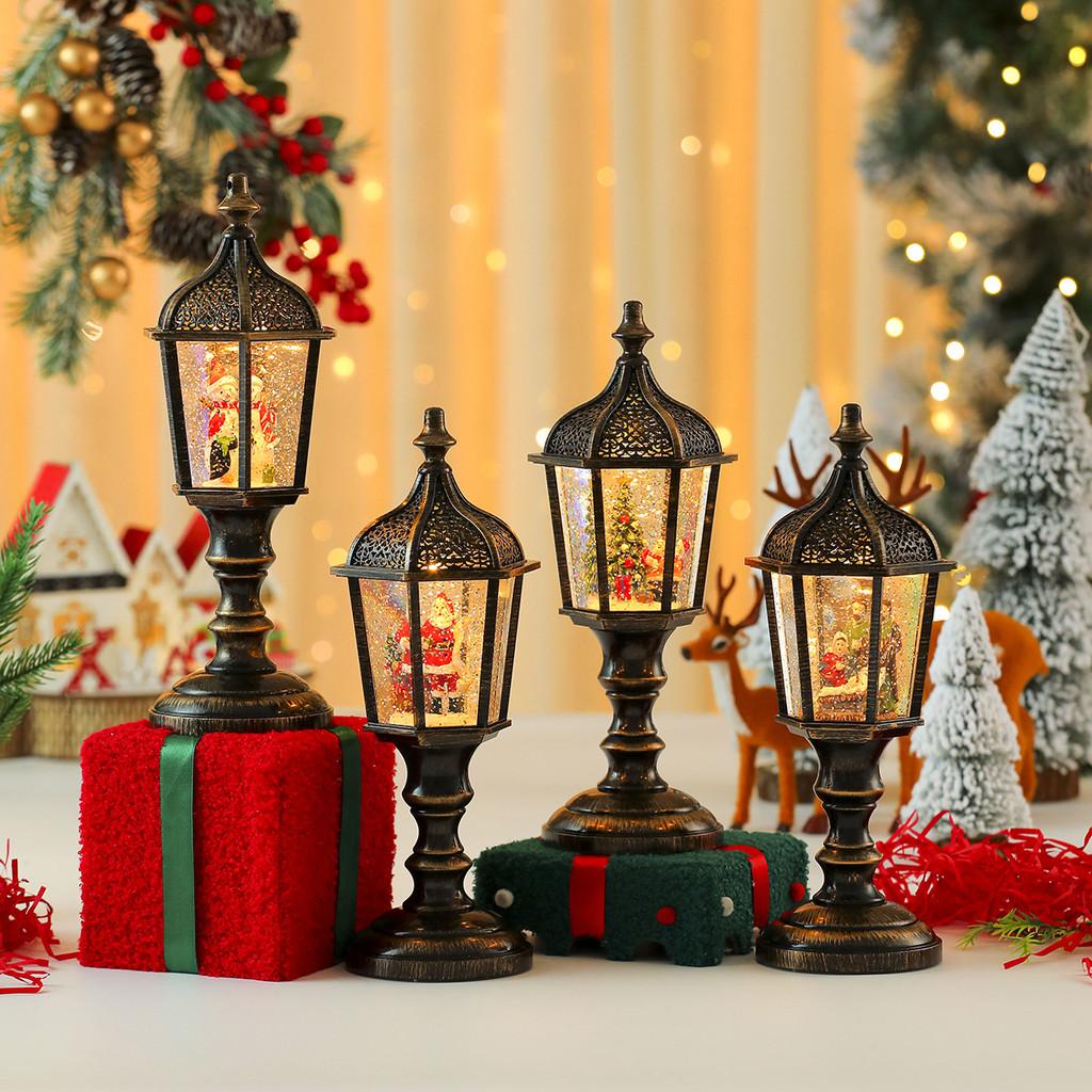 Рождественская фигурка снеговика Винтажная настольная лампа со светом, музыкой и снежным эффектом для праздничного декора