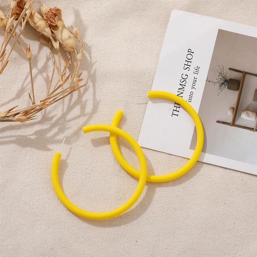 Ladies Candy Color Round Simple Personality C-shaped Women Jewelry Hoop Earrings Round Earrings
