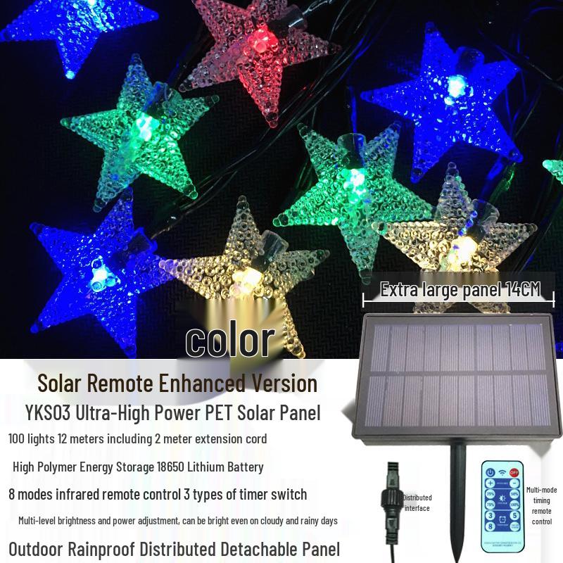 Outdoor Waterproof Twinkling Star Solar String Lights for Garden & Balcony Decoration - Holiday & New Year Lighting