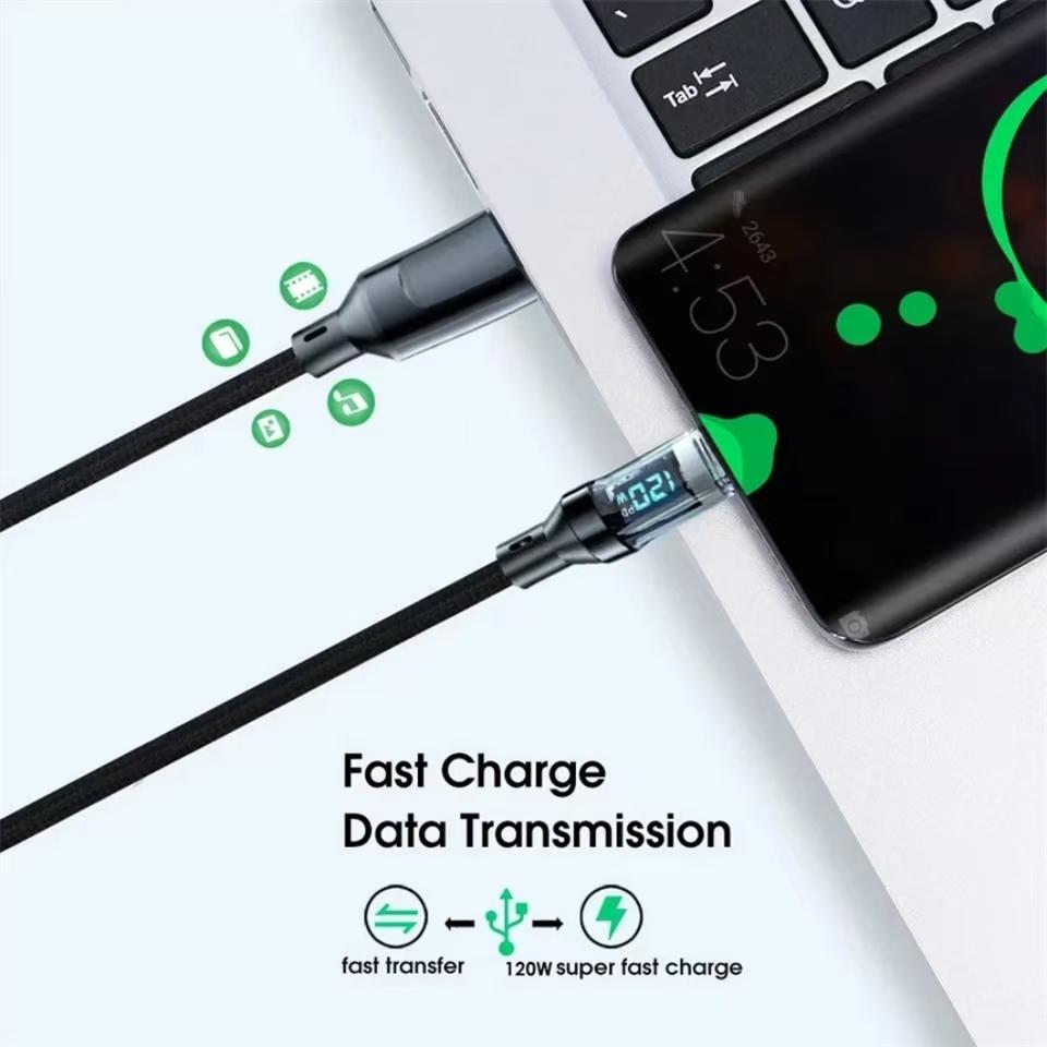 120w Super Fast Charging Usb Charging Cable Suitable For Huawei, Samsung, Xiaomi Type-C Phone Data Cable Usb C To Usb C 100W
