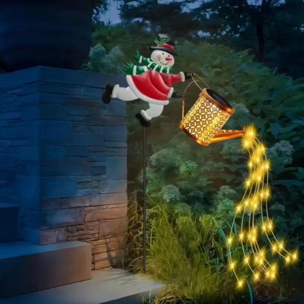 Solar Powered Christmas Patio Decorations Watering Can Solar Stove Lights  Yard Lawn