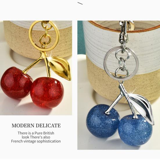 Сверкающий брелок с подвеской в виде вишни, металлическая сумка с вишней, брелок для ключей, подвеска для сумки, сумки, кошелька, ключа