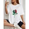 Белая футболка оверсайз с принтом в виде цветка розы для повседневной носки