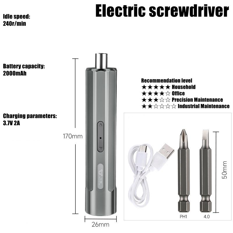 Cordless Portable Electric Screwdriver with 2 Mini Drill Magnetic Bit Home Repair USB Rechargeable Power Tool Household
