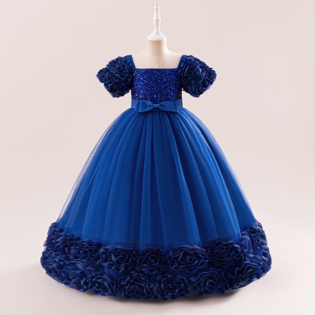 4-14 лет Рождественское платье принцессы для девочек-цветочниц для свадеб Летнее детское торжественное длинное платье с бантом для школьных вечеринок Детская новогодняя одежда