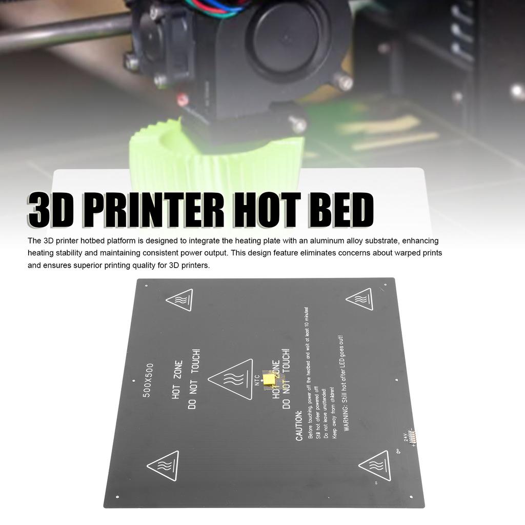 Подогреваемая платформа для 3D-принтера 24 В 350 Вт, алюминиевый сплав высокой мощности, 500x500 мм, 3D-принтер с подогревом