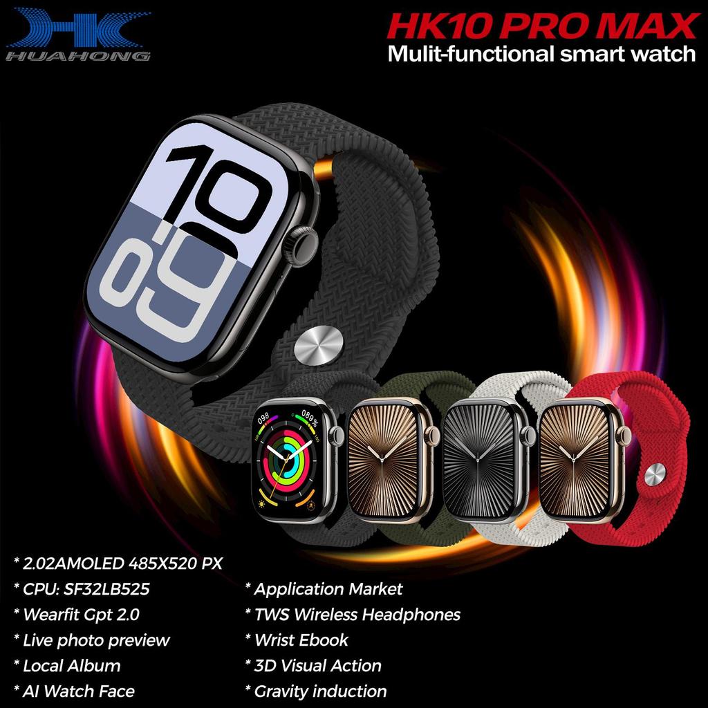 2024 HK10 Pro Max Smart Watch Series 10 для мужчин AMOLED Video Music 3D Menu Fitness Tracker Women Series Smartwatch для IOS Android