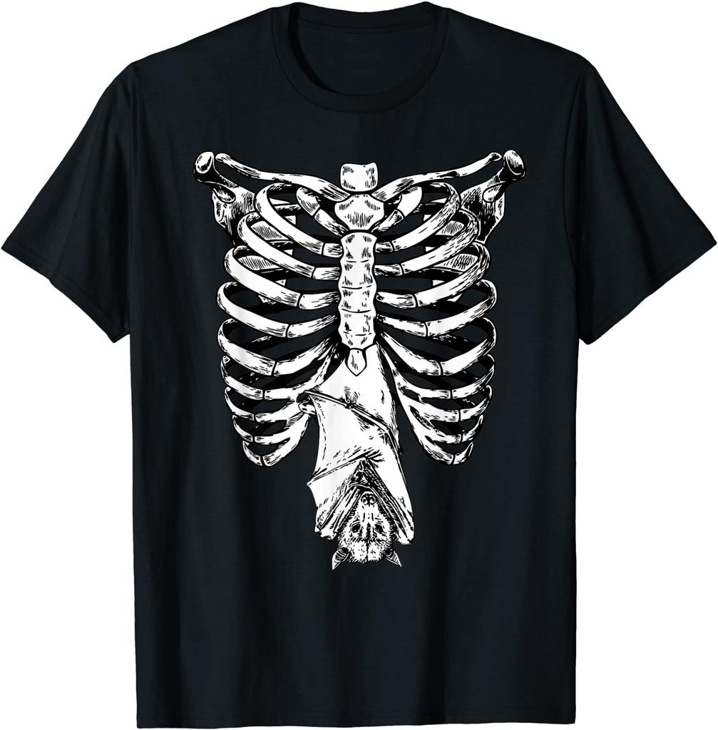 Skeleton Ribs Bat Costume Cool Easy Halloween Gift T-Shirt Fashionable Men T Shirt Cotton T Shirt Cosie