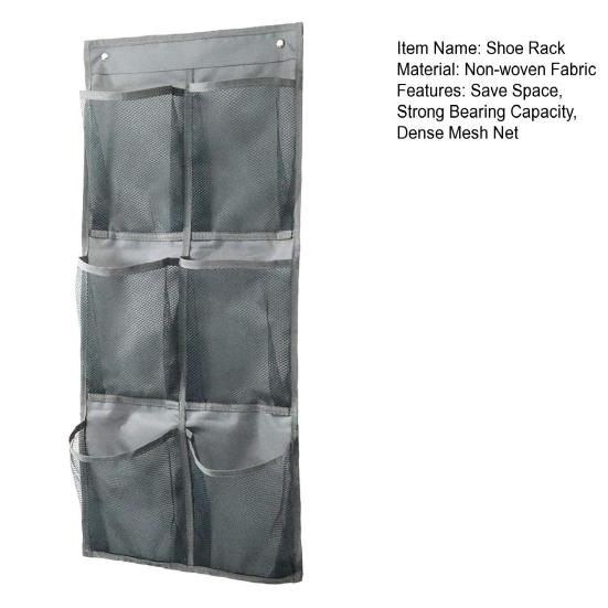 Shoe Rack Thickened Elastic Borders High Bearing Capacity Folded 6 Pockets Storage Space-saving Door Hanging Shoe Rack Bedroom Supply