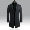Woolen Coat Formal Suit Collar Long Sleeve Mid-length Men Jacket Solid Color Single Breasted Office Business