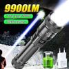 Мощный светодиодный фонарик 9900LM с дисплеем на батарейках, USB-аккумуляторный фонарь с телескопическим зумом, фонарь для кемпинга и рыбалки