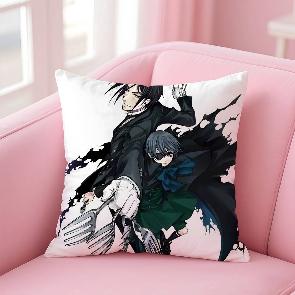 Anime B-Black B-Butler Pillow Case Safe Custom Photo Pillow, Anti-Fade Brushed Fleece Cushion, Maternal & Infant Safe.