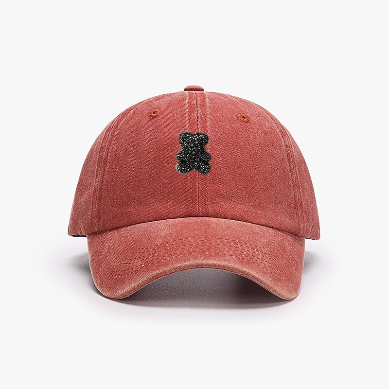 Cute teddy bear baseball cap, retro style, men's and women's adjustable outdoor travel hiking duckbill cap