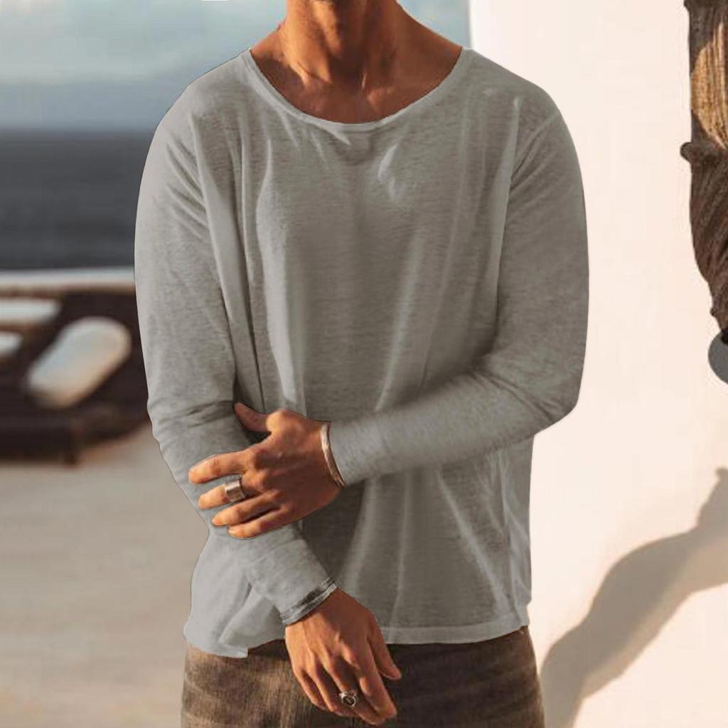 Мужская мужская футболка с длинными рукавами и круглым вырезом, модная повседневная футболка соответствующего цвета