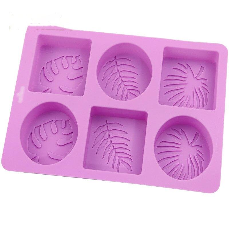 New 6 Grid Creative Silicone Cake Mold Square Oval Leaves Chocolate Mold Cold Powder Mold Handmade Soap Mold