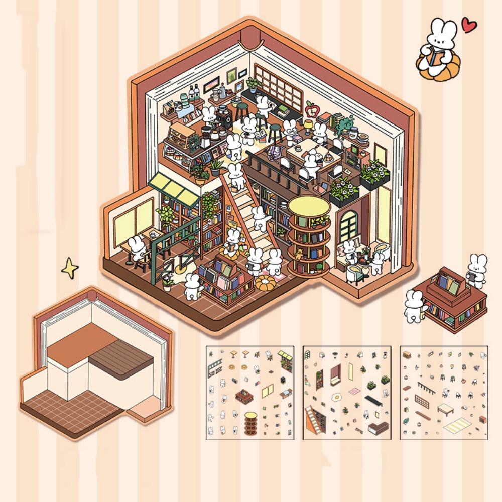 Forest Party 3D Landscape Sticker Paper Plus Size Cabin Scene Game Stickers  Children/Kids