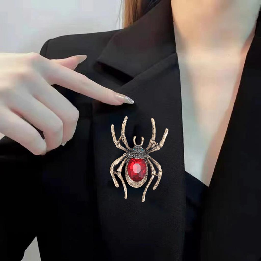 Ретро брошь-паук для женщин - эффектная булавка с искусственными кристаллами и стразами в виде насекомых, аксессуары для костюмов на Хэллоуин, ювелирный подарок