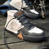 Men Footwear Gumshoes Anthracite White and Black Lace Up Faux Leather Mixed Color Spring Fall Seasons Breathable Casual Walking Footwear CH067