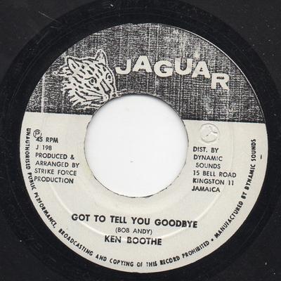 7-дюймовая пластинка KEN BOOTHE - Должен сказать тебе до свидания J198 Jaguar Ямайка Регги, Ска и Даб Б/У
